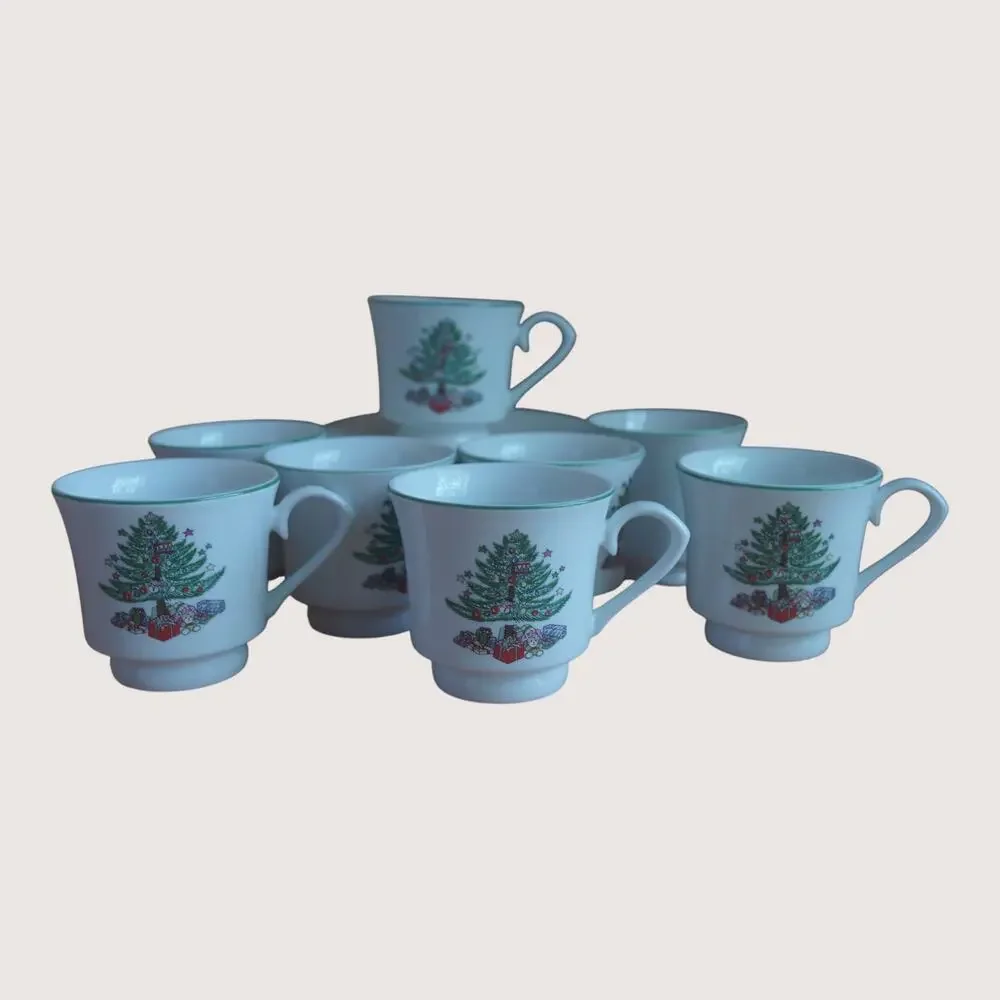 Gibson Christmas Tree 5 Pc Place Setting Dinnerware Set Holiday China VTG